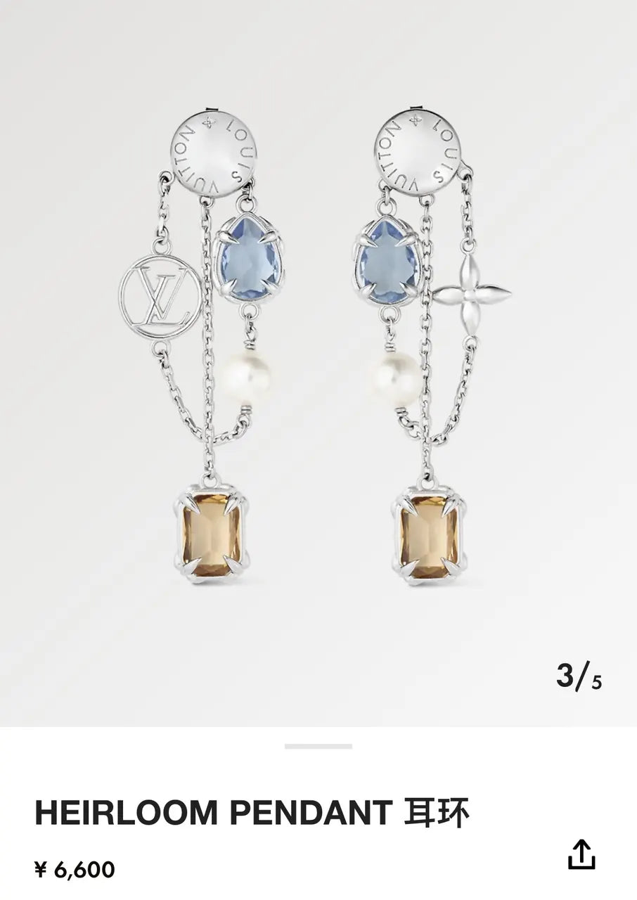 Louis Vuitton Silver Heirloom Pendant Earrings