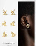 LV Iconic Gold Flower Stud Earrings - Designer Accessory