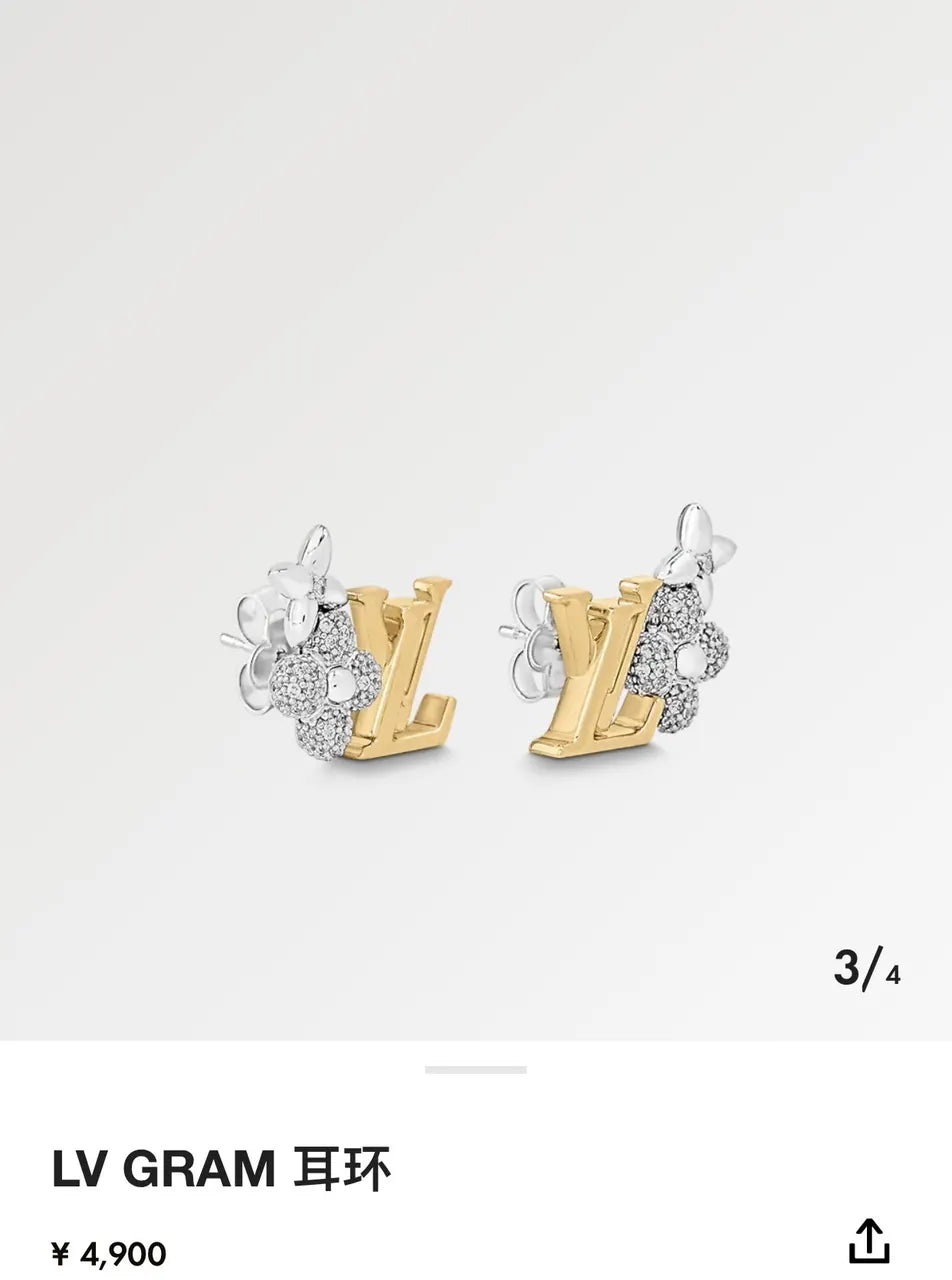 diamond Louis Vuitton Gold LV Gram Earrings - Louis Vuitton Gold LV