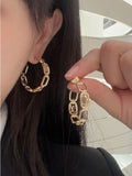 Louis Vuitton Gold Chain Hoop Earrings - Designer Fashion