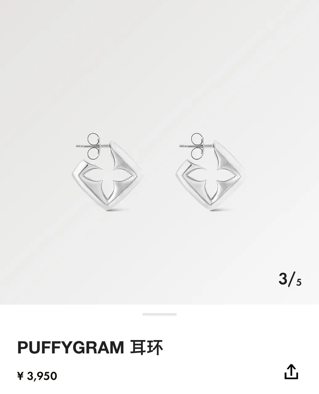 designer Louis Vuitton Silver Puffygram Earrings - Louis Vuitton
