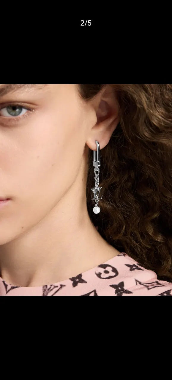Louis Vuitton Silver Lockme Pearl Earrings - Louis Vuitton Silver