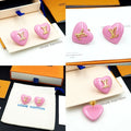 gold Louis Vuitton Pink Heart Earrings - Louis Vuitton Pink Heart