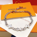 LV Monogram Silver Chain Bracelet - Premium Quality