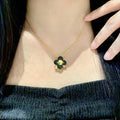Black Flower Gold Chain Necklace - Chic Pendant