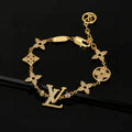 Premium Gold Plated Crystal LV Bracelet - Luxury Jewelry