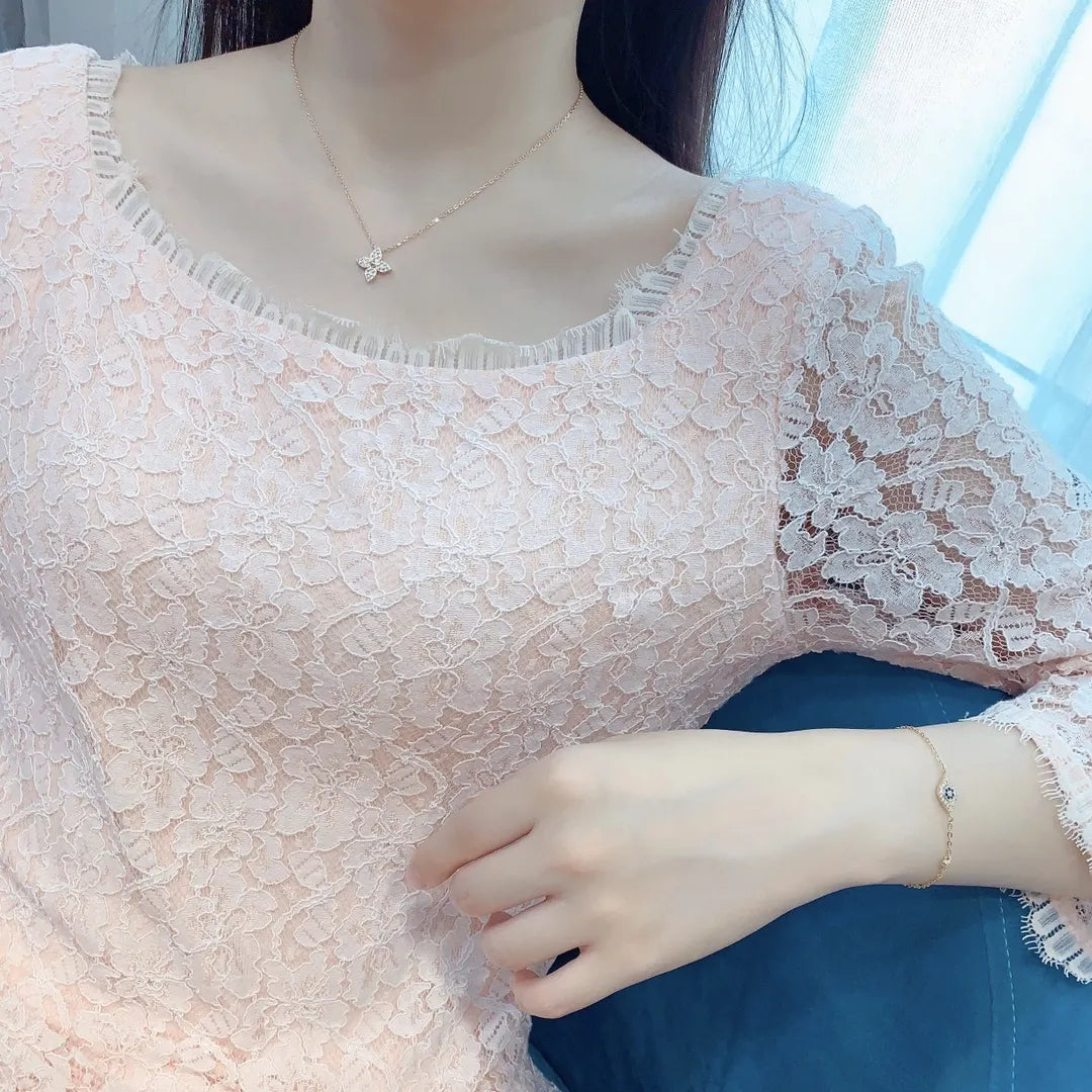 Diamond Butterfly Pendant Necklace - Rose Gold Chain 2