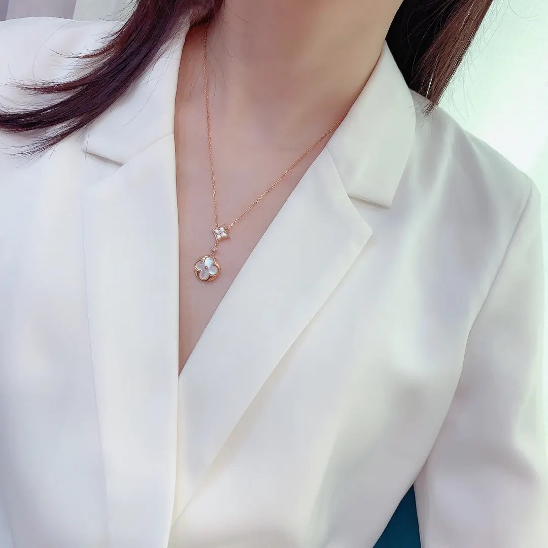 Louis Vuitton Rose Gold White Clover Necklace