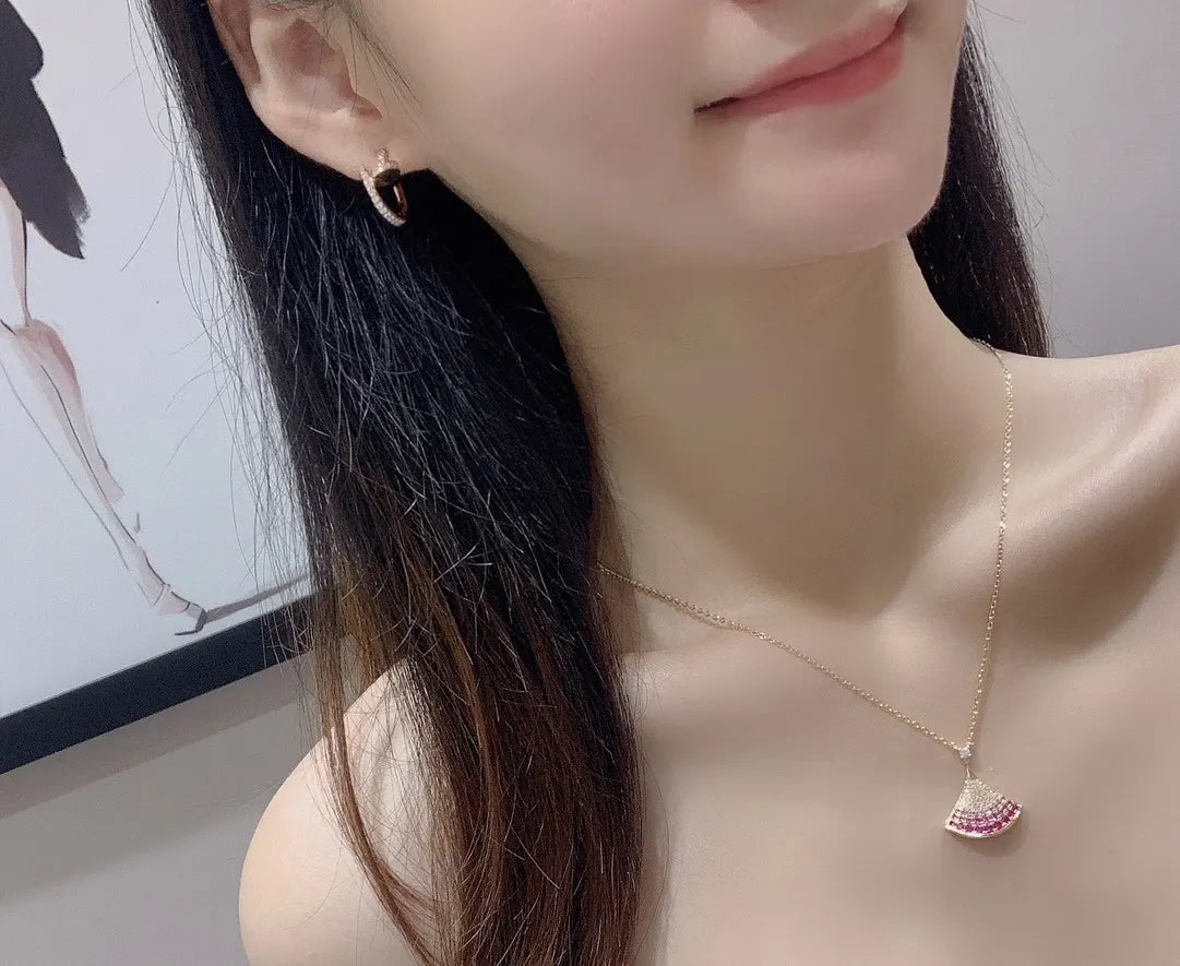 Cartier Rose Gold Ruby Fan Necklace - Delicate Design