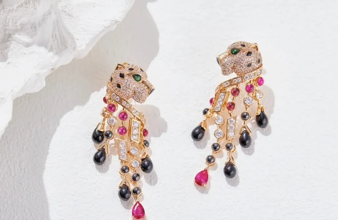 Cartier Panther Diamond Earrings - Cartier Panther Diamond Drop