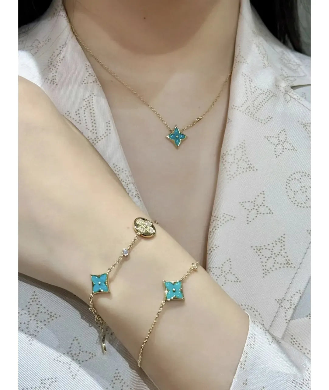 Louis Vuitton Turquoise Clover Set - Louis Vuitton Gold Turquoise