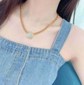 Louis Vuitton Gold Chain Necklace Square Pendant