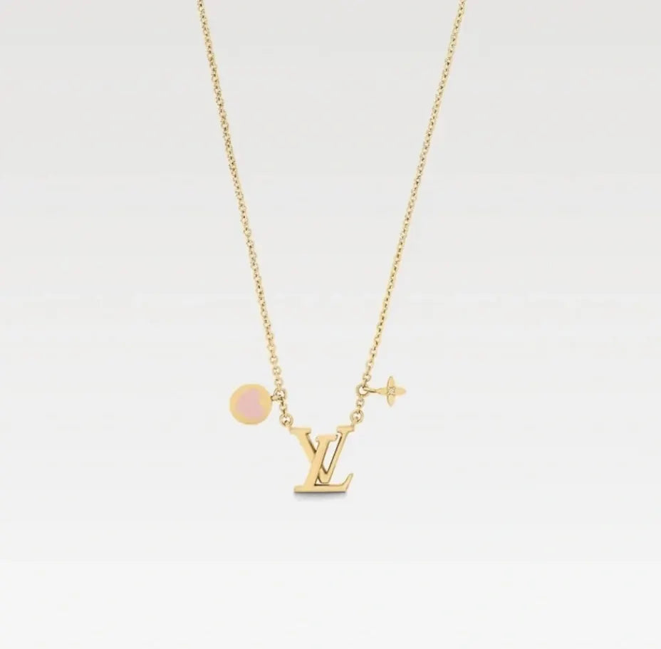 Louis Vuitton Gold-Tone Pink Charm Necklace - Designer Necklace