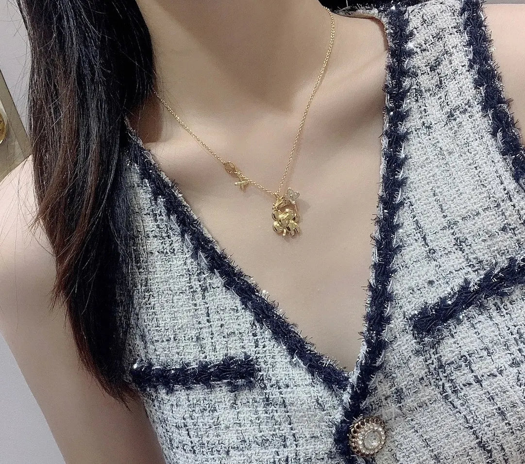 Louis Vuitton Gold Teddy Bear Necklace - Adorable Charm