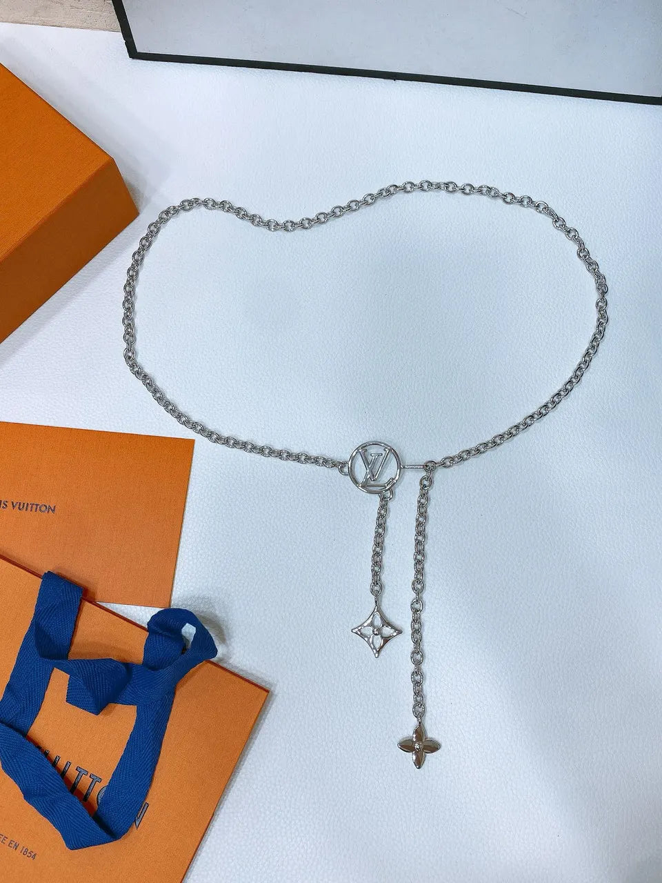 Louis Vuitton Silver Chain Belt - Floral Charms