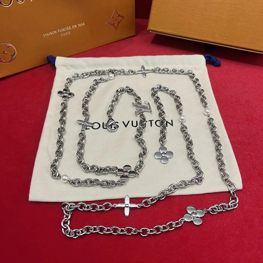 pearl Louis Vuitton Silver Chain Necklace - Louis Vuitton Silver Chain