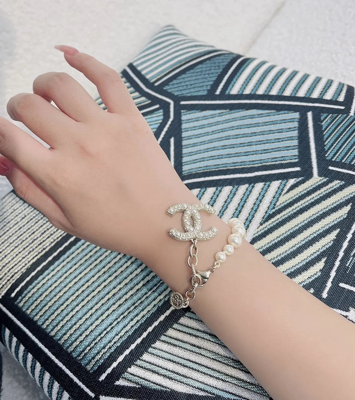 Chanel Inspired Pearl & CC Logo Bracelet - Premium Quality