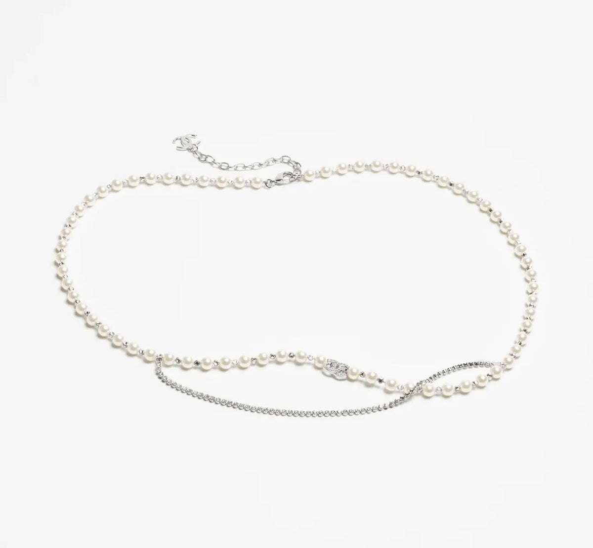 silver Chanel Pearl Crystal Belt - Chanel Pearl & Crystal Belt
