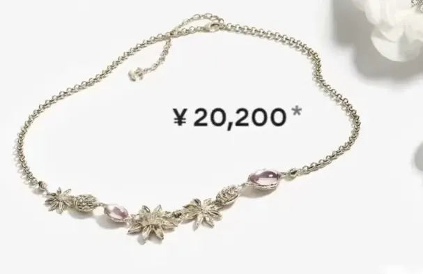 Chanel Silver Flower Pink Stone Necklace - Delicate Elegance