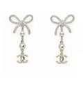 drop Chanel Silver Bow CC Earrings - Chanel Silver Bow CC Drop