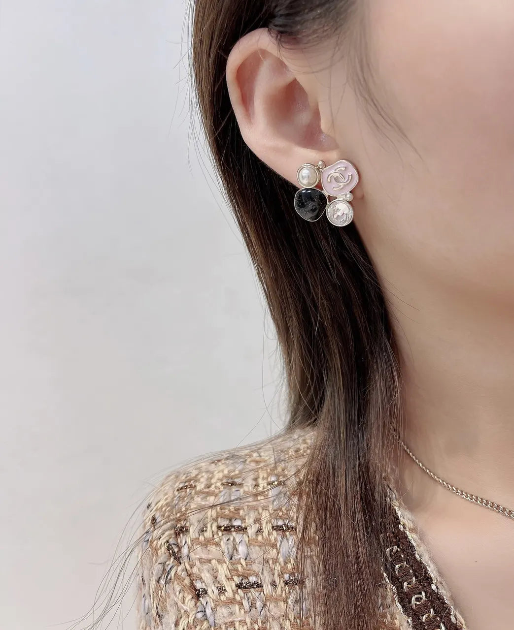 Chanel Pink Black Fantasy Earrings - Designer Chic