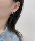 designer studs Chanel Silver Crystal CC Earrings - Chanel Silver
