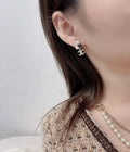 Chanel Flower CC Dangle Earrings - Pink & Black