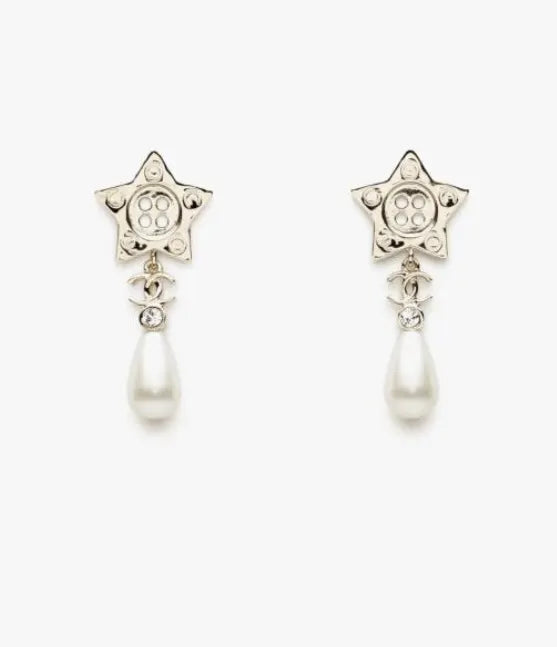 Chanel Star Pearl Drop Earrings - Silver Designer Earrings