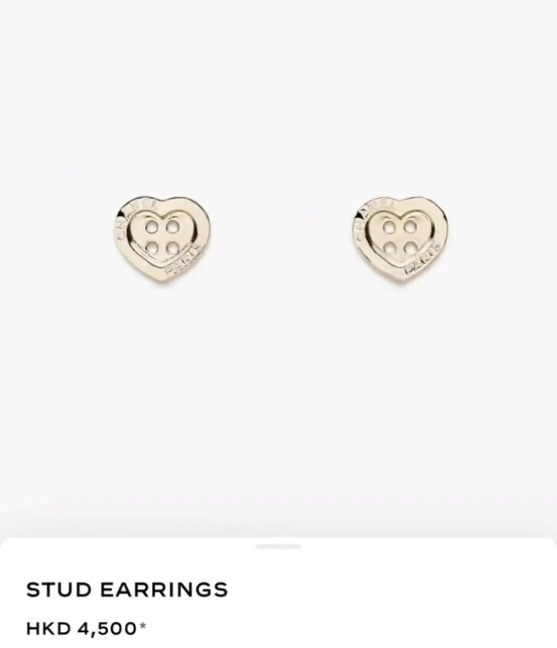 Button Heart Stud Earrings - Designer Inspired Gold Tone