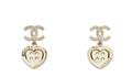Chanel Gold Heart Button Earrings - Designer Dangle Earrings