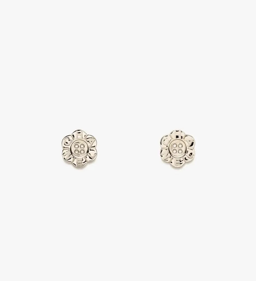 Tory Burch Silver Flower Stud Earrings - Designer Style