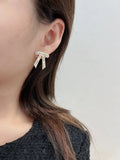 Chanel Bow Earrings White Logo Ribbon - Designer Chic