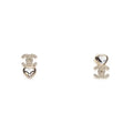 Chanel Silver Heart CC Crystal Earrings - Designer Studs