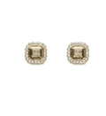 Chanel Gold Square Crystal Earrings - CC Logo