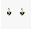 cc Chanel Black Heart Earrings - Chanel Black Heart CC Logo Dangle
