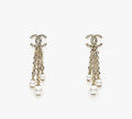 Chanel Gold Chain Pearl Earrings - Chanel CC Gold Chain Pearl Drop