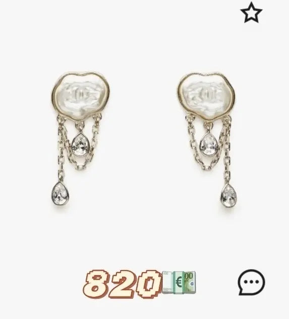 Chanel Cream Pearl CC Dangle Earrings - Designer Jewelry