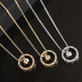 Circle Pendant Necklace - Sparkling - Gold, Silver, Rose Gold