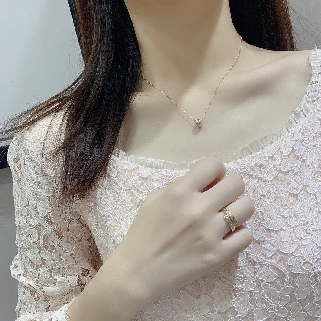 Chanel Rose Gold Ball Pendant Necklace - Delicate Design
