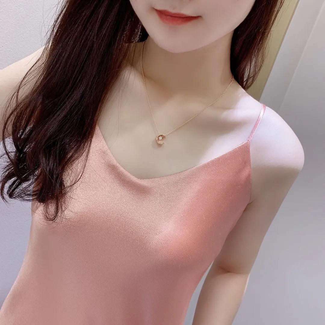 Chanel Rose Gold Diamond C Pendant Necklace - Delicate Sparkle