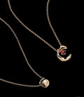 Chanel Gold Crescent Ruby Pendant Necklace
