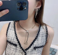 Chanel Gold Leather Y Necklace - Chanel Gold Chain Black Leather Y
