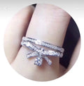 Diamond Ribbon Platinum Ring - Delicate Sparkle
