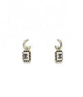 Chanel Silver Square CC Drop Earrings - Designer Style