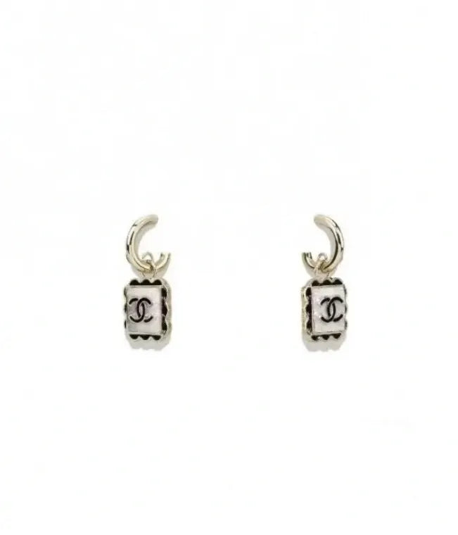 Chanel Silver Square CC Drop Earrings - Designer Style