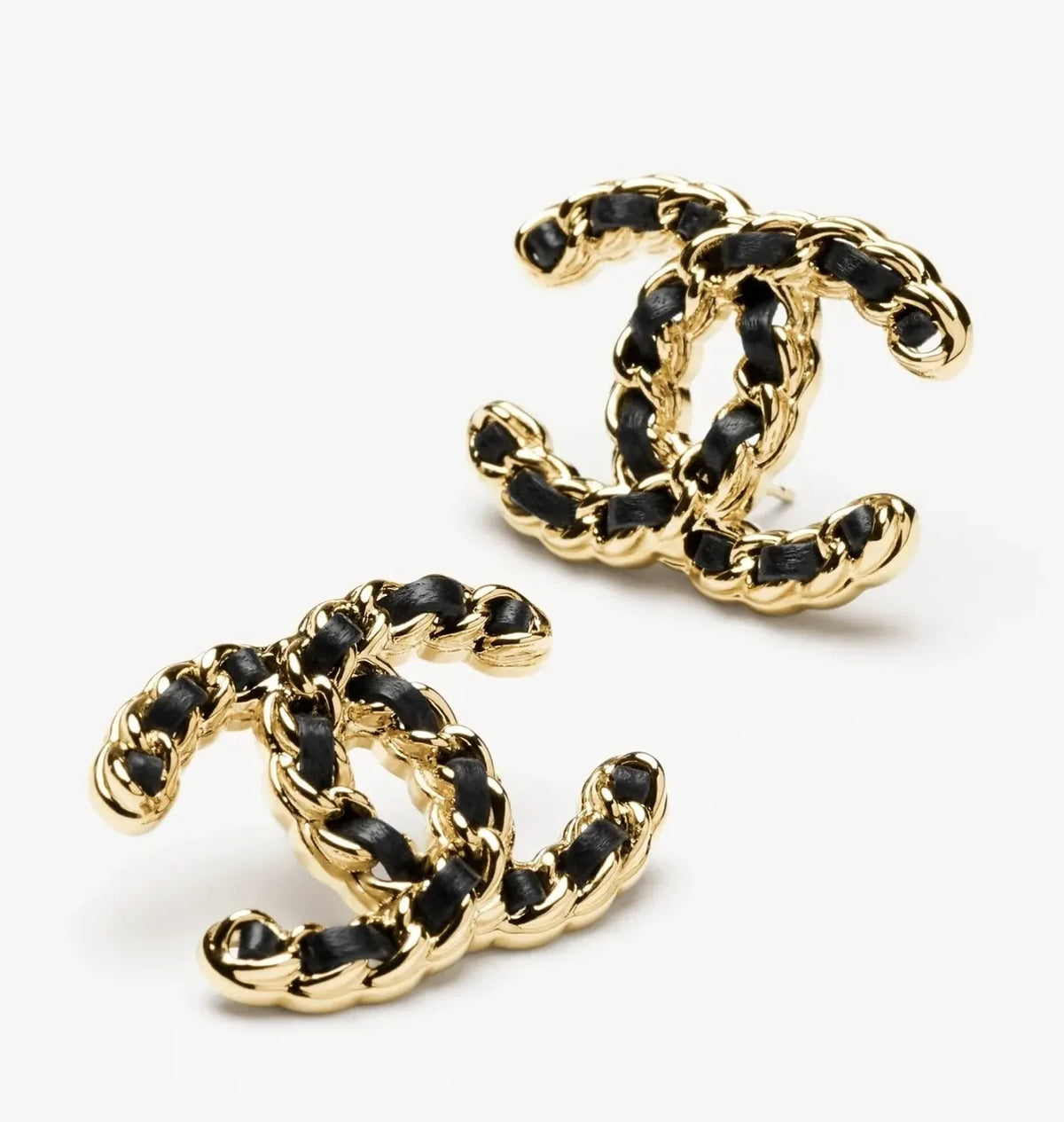 Chanel Gold Black Chain Earrings - Chanel Gold & Black Chain CC