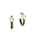 Chanel Gold & Black Leather Hoop Earrings - Designer Chic