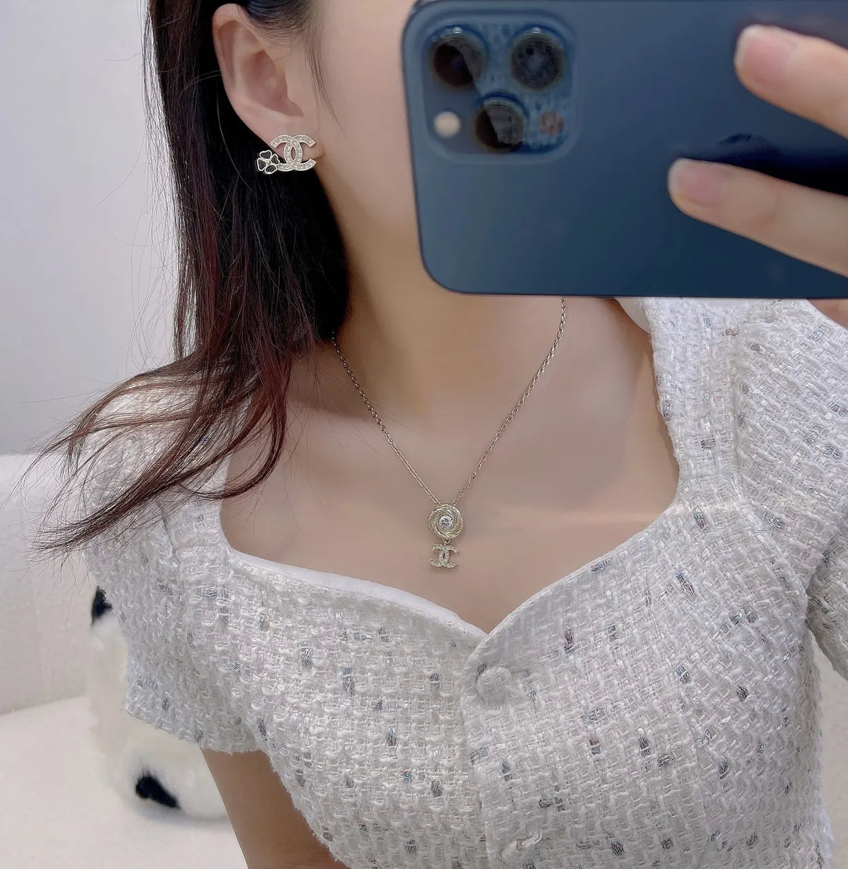 Chanel Intertwined CC Crystal Earrings - Designer Jewelry