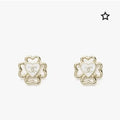 Chanel Clover Heart Earrings - Gold & White Designer Studs