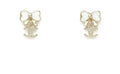 Chanel White Bow CC Logo Earrings - Designer Studs